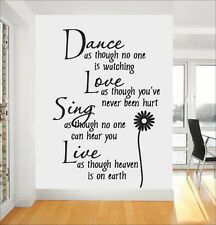 a wall decal with the words dance as though no one is watching