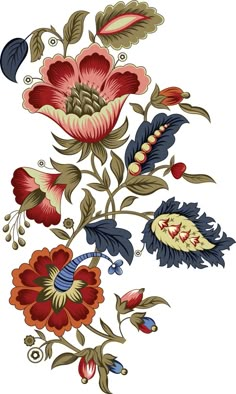 an ornate floral design with leaves and flowers