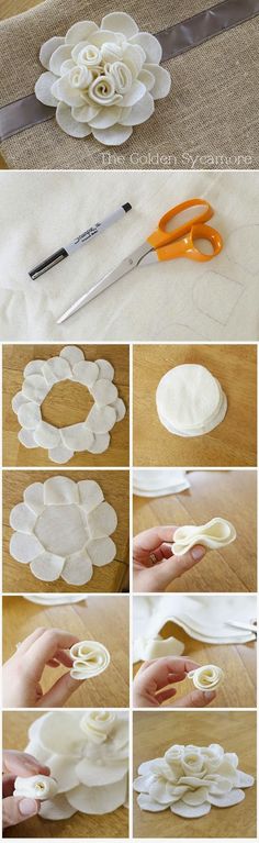 the steps to make a paper flower with scissors