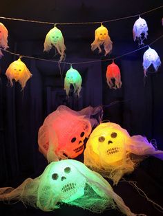 0 Party Cooler, Halloween Lights Decorations, Halloween String Lights, Skull Light, White Veils, Halloween Garden, Halloween Lights, Halloween Fashion, Led String Lights