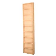 an empty wooden book shelf against a white background