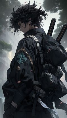 Swords, Anime Character, Anime, Hair, Black