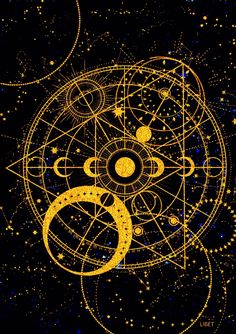 the golden symbol is surrounded by stars and circles