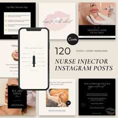 Are you a nurse injector looking to grow your social media and provide great content on your instagram? As a nurse injector, you know the importance of showcasing your skills and expertise in a visually appealing and informative way. Our collection of Instagram templates offers a variety of eye-catching designs specifically tailored to the nursing profession. Whether you specialize in aesthetic treatments, injectables, or any other nursing services, our templates are here to elevate your Instagr Medspa Social Media Posts, Nurse Injector Aesthetic, Filler Instagram, Aesthetic Treatments, Esthetician Instagram, Grow Your Social Media, Esthetician Marketing, Nursing Profession