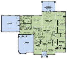 this is the first floor plan for a house that has three bedroom and two bathrooms