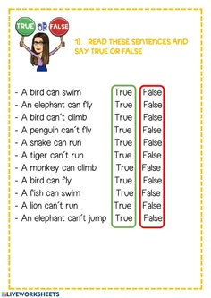 the words in this worksheet are similar to true or false and have different meaningss