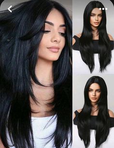 Hair With Bangs, Hairstyle Women, Long Black Hair, Long Layered Hair, Crown Hairstyles, Layered Haircuts