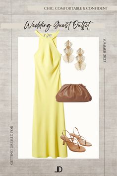 Wedding guest outfit Yellow dress, nude heels and gold jewelry. 🥂Remember, always wear what makes you feel confident and comfortable while still being yourself. Blazer and jeans Little black dress Button-down shirt and trousers Midi skirt and blouse Leather jacket and jeans Crop top and high-waisted pants Jumpsuit Denim jacket and dress Sweater and skirt Suit Romper Off-the-shoulder top and jeans Wrap dress Maxi dress Lace top and trousers Blouse and pencil skirt T-shirt and leather pants Sli Jumpsuit Denim Jacket, Denim Jacket And Dress, Wrap Dress Maxi, Jeans Crop Top, Summer Wedding Guest Dress, Blazer And Jeans, Outfit Yellow, Jumpsuit Denim, Pants Jumpsuit