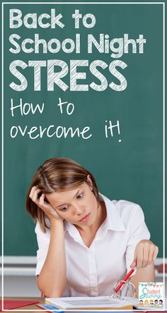 a woman sitting at a desk in front of a chalkboard with the words back to school