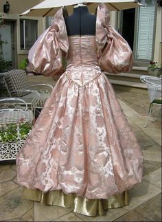 Pink and Gold Brocade Wedding Gown Renaissance or Baroque | Etsy Pink Ball Gown With Boned Bodice For Wedding, Pink Wedding Ball Gown With Boned Bodice, Rococo Style Ball Gown For Wedding, Princess Style Victorian Wedding Dress, Princess Style Victorian Ball Gown For Wedding, Princess Victorian Wedding Dress Ball Gown, Baroque Fitted Wedding Gown, Fitted Baroque Wedding Gown, Gold Princess Gown For Wedding