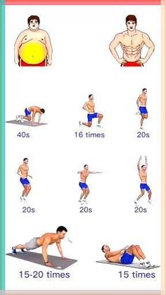 an exercise poster showing how to do the same exercises for each body type as well as their weight