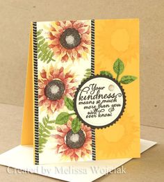 a greeting card with sunflowers on it