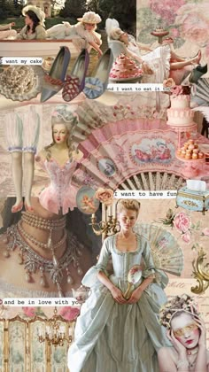 a collage of many different pictures with women in dresses and accessories on them, including an umbrella