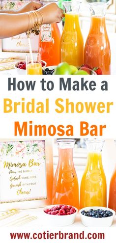 how to make a bridal shower mimosa bar with orange juice and blueberries