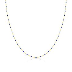 Meira T Blue Enamel 14kt Layering Chain Elegant Blue Necklace With Satellite Chain, Blue 14k Gold Cable Chain Jewelry, Blue Round Cable Chain Necklace, Blue Dainty Cable Chain Jewelry, Blue Dainty Jewelry With Cable Chain, Blue Cable Chain Necklace As Gift, Minimalist Blue Beaded Chain Necklaces, Minimalist Blue Beaded Chain Necklace, Blue 14k Gold Necklace With Adjustable Chain