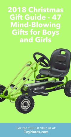 a green cover with the words christmas gift guide 47 mind blowing gifts for boys and girls