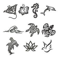 some tattoos that have different designs on them