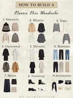 Classic Chic Wardrobe, Capsule Wardrobe Women, Capsule Wardrobe Casual, Classic Capsule Wardrobe, Capsule Wardrobe Outfits, Inspiration Tattoos, Chic Wardrobe, Fashion Capsule Wardrobe