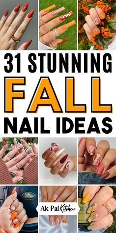 Fall Colored Nail Designs, Multiple Color Nails Fall, Fall Nails Nail Art, Fall Skittle Nails, Unique Fall Nails, Early Fall Nail Colors, Weather Nails, September Nails Art, Early Fall Nails