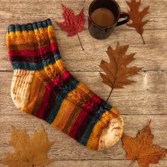 PATTERN ONLY! Digital PDF download I'm so fortunate to live in a part of the world where the leaves turn beautiful shades of orange, red, yellow and brown every autumn. It's my favourite season not only because of the fall colour, but also because it signals the start of cozy knitting time (at least for me!) Socks are one of my favourite things to knit, and I designed this pattern to celebrate autumn and all the cozy things that go along with it! This pattern is simple and fun and is perfect for self-striping yarn, but feel free to knit these with tonals, speckles or any skein of your favourite yarn, and celebrate fall with me! The pattern is written for dpns and with a traditional heel flap and gusset, but is easily adaptable for magic loop or circular needles and you can substitute any h Sock Patterns Knitting Free, Knitted Socks Pattern, Knit Socks Pattern, Knit Sock Pattern, Things To Knit, Halloween Knitting Patterns, Autumn Socks, Autumn Knitting, Fall Knitting Patterns