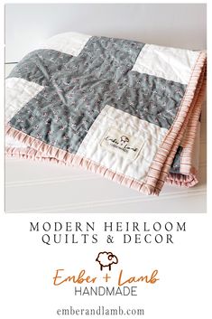 the modern heir quilts and decor giveaway is featured in this ad for an easy sewing project