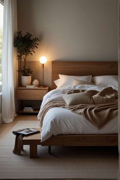 Walnut Bedroom, Guest Bedroom Design, Decor Ideas Bedroom, Zen Bedroom, Bedroom Trends, Minimalist Bedroom Design, Bedroom Decor Ideas, Master Bedrooms Decor, Bedroom Decoration