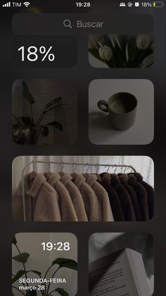 an iphone screen showing different things in the photo, including coffee cup and saucer