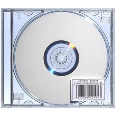 an empty cd case with a white disc on it