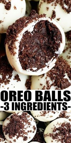 oreo balls with white frosting and chocolate sprinkles on top in a pile