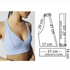 a woman wearing a bra top with measurements