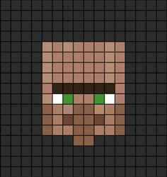 A pixel art template of the Minecraft villager face. Minecraft Chicken Pixel Art, Minecraft Painting Ideas On Canvas, Minecraft Skeleton, Skeleton Face, Pixel Characters, Hama Beads Minecraft