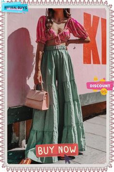 Layer Wide Leg Elastic Waist Pants Fashion Nova Haul, Fashion Mumblr, Chic Trousers, Skirt Tops, Hippie Summer, Boho Mode, Swimsuit Season, Ripped Shorts, Pleated Maxi Skirt