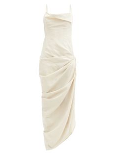 Jacquemus Dress, Simon Porte Jacquemus, Twill Dress, Cotton Blends Dress, Linen Style, Draped Dress, Playing Dress Up, Light Beige, Fancy Dress