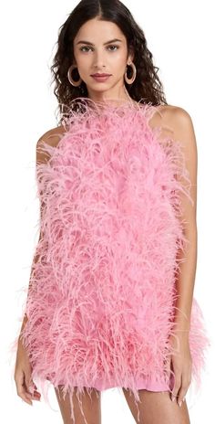 Cult Gaia “Shannon” Pink Feather Mini Dress Size Medium | eBay Midi Outfits, Ostrich Feather, Pink Feathers, Feather Dress, Cult Gaia, Ostrich Feathers, India Fashion, Dress Fabric, Pink Dress