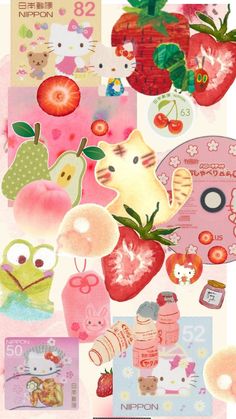 Food Lockscreen, Fruit Collage, Strawberry Wallpaper, Wallpaper Colorful, Cocoppa Wallpaper, Fruit Wallpaper, Food Wallpaper, Scrapbook Stickers Printable, Collage Background