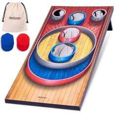 GoSports Carnival Arcade Toss Cornhole is an exciting new indoor and outdoor toss game that combines the fun of cornhole with classic arcade games. Similar to cornhole, players will take turns tossing the bean bags to land in the scoring holes or block or knock their opponents off the board. Similar to arcade games, the objective is to rack up the most points by landing bean bags in the highest scoring holes! The game board measures 4 ft by 2 ft and is made from wood composite that provides the Ladder Toss, School Fall Festival, Bean Bag Toss Game, Bag Toss Game, Cornhole Game, Outdoor Bean Bag, Wood Composite, Bean Bag Toss, Corn Hole Game