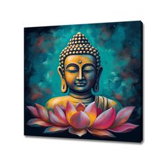 a painting of a buddha sitting on top of a flower