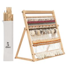 an easel with several different types of weaving on it