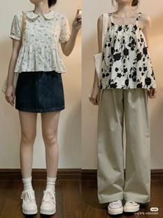 Puff Sleeves Outfit Casual, Igari Outfit Aesthetic, Igari Fashion Style, Summer Outfits Chubby, Big Arms Outfit, Igari Fashion, Patterned Outfits, Modest Summer Tops, Korean Fashion Shorts