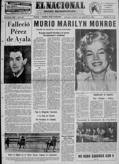 the front page of a newspaper with an image of marilyn monroe and other people on it