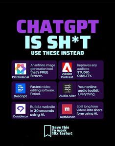 a poster with the words chatgtt is sht and other things in it