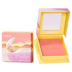 Shellie by the seashore... Give cheeks a rosy, radiant flush with this warm seashell-pink blush. Silky-soft, blendable & buildable, this powder blush feels ultra-fine, weightless & creamy on skin. Sweep effortlessly onto cheeks for a soft-focus, airbrushed effect and a radiant soft-shimmer finish. SHELL yeah! Sweatproof, humidity-proof, smudge-proof Contains Freshwater Pearl & Synthetic Sapphire for a luminous, light-reflecting glow Same beloved scent as original Dandelion blush Non-comedogenic Benefit Cosmetics Blush, Koleksi Makeup, Benefit Blush, Benefit Makeup, Coral Blush, Make Up Looks, Powder Blush, Benefit Cosmetics, Blush Makeup