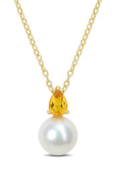 A freshwater pearl pendant necklace is the perfect everyday accessory that goes with many different looks. Pearl size: 8.5–9mm Total citrine weight: 0.45ct. 14k gold/cultured freshwater pearl/citrine Imported Everyday Accessories, Pearl Pendant Necklace, Pearl Size, Pearl Pendant, Citrine, Womens Jewelry Necklace, Fresh Water, Freshwater Pearls, Nordstrom Rack