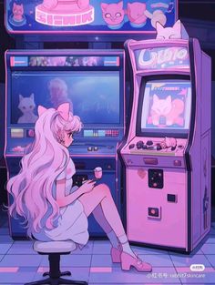 Pink Games, Vaporwave Art, Goth Wallpaper, Anime Artwork Wallpaper, Anime Canvas, Kawaii Wallpaper, Kawaii Art, Scenery Wallpaper, Cute Anime Character