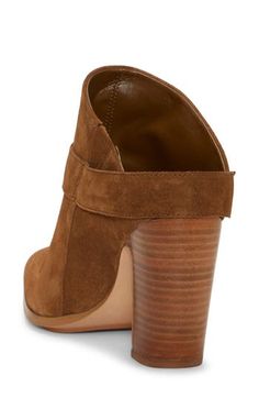 A curving heel, sharp pointy toe and golden buckle give playfully overstated style to a leather mule. 3 1/2" heel Leather upper/synthetic lining/rubber sole Imported Heeled Mule, Closed Toe Heels, Western Boots Women, Mens Shoes Boots, Sandals For Sale, Leather Mules, Flat Espadrilles, Ankle Bootie, Sneaker Heels