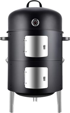 an outdoor charcoal smoker is shown on a white background