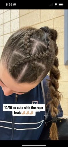 Sport Hair Styles Basketball, Cute Hairstyles For Sports Soccer, Braided Hairstyles Softball, Braided Hairstyles Updo For Sports, Dig Pink Hairstyles, Easy Hairstyles For Basketball Games, French Braid Softball Hair, Braided Track Hairstyles, Dutch Braid Softball Hair