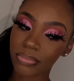 Boujee Makeup Looks, Pink Glam Makeup Black Women, Natural Pink Makeup Looks Black Women, Valentine’s Day Make Up Looks Black Women, Fushia Makeup Looks, Pink Birthday Makeup Looks, Pink Birthday Makeup For Black Women, Pink Make Up Looks Black Women, Pink Makeup With Rhinestones