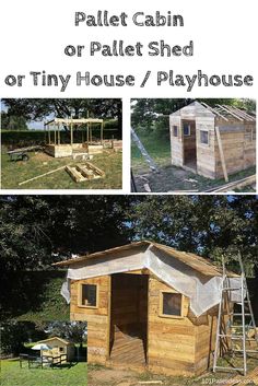 the pallet cabin is built or used as a tiny house / playhouse