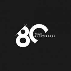 an 80 year anniversary logo with the number eighty in white on a black background,